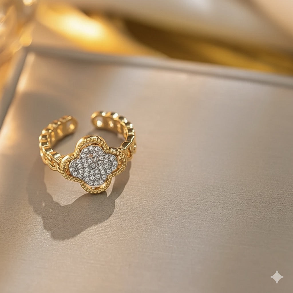 Real gold plated clover ring