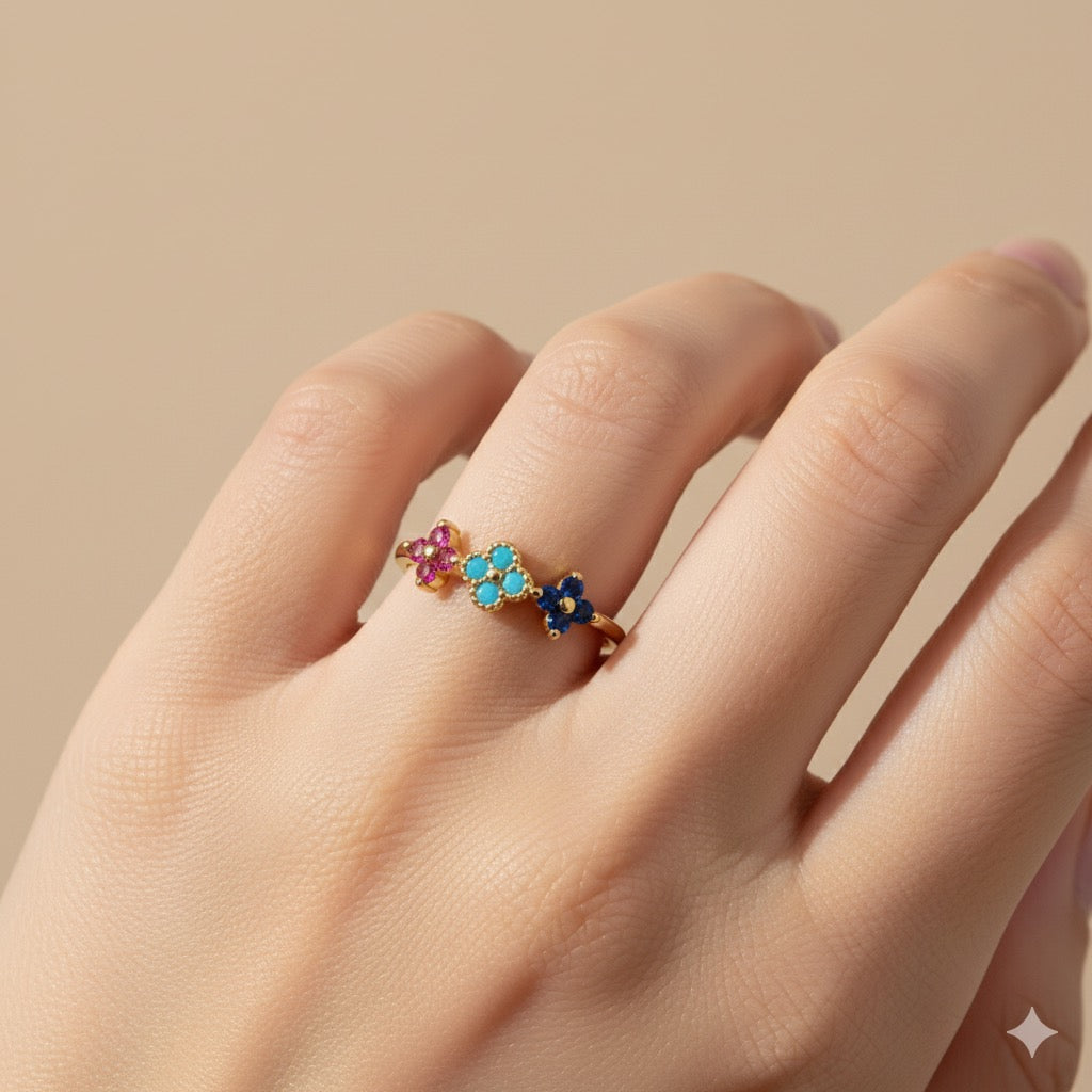 Real gold plated multi Color ring