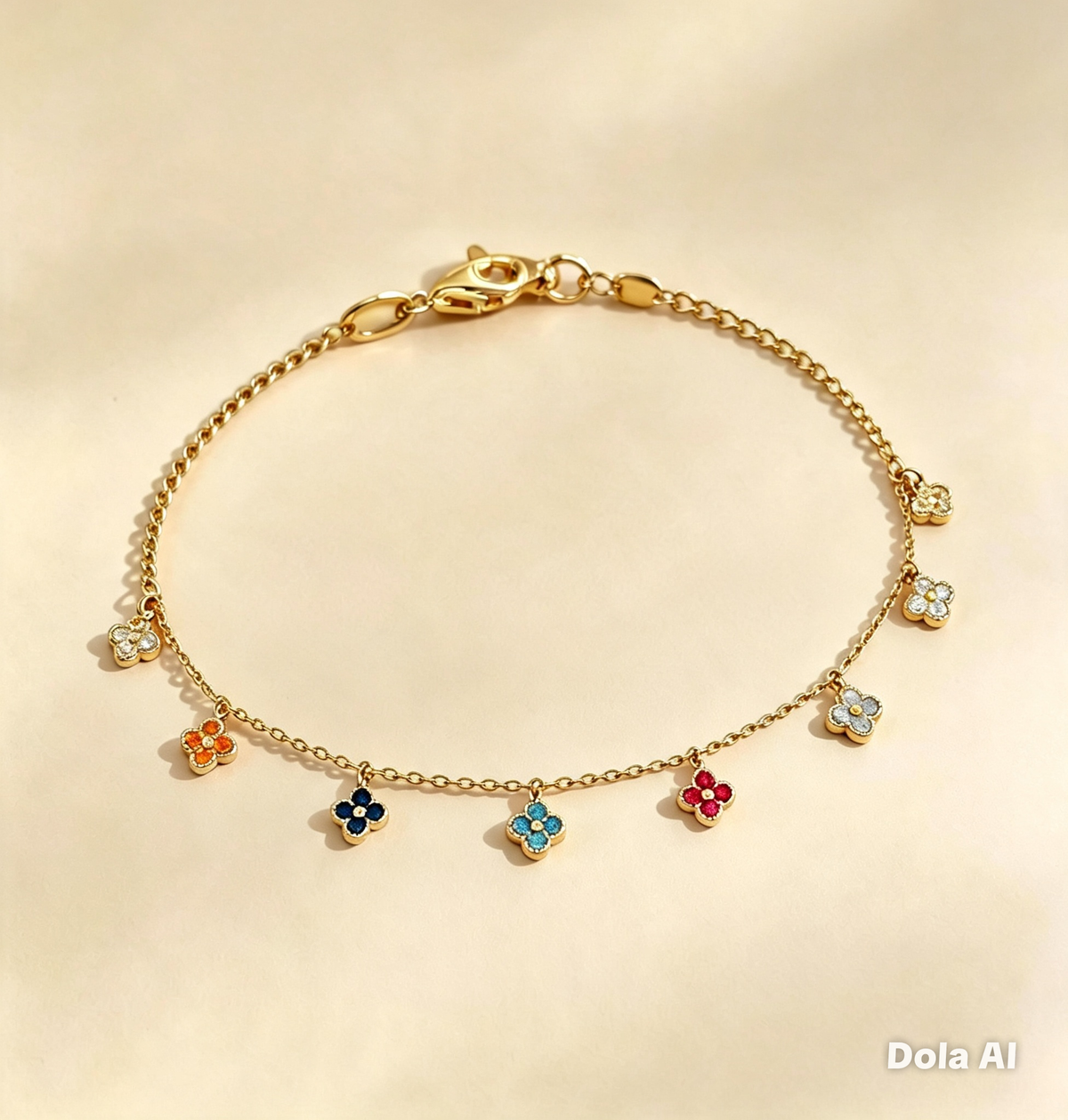 Clover gem bracelet Gold plated