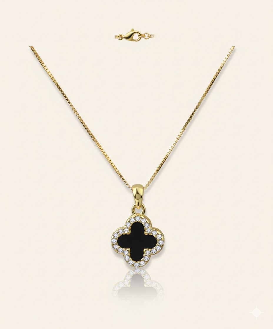 Real gold plated double clover necklace