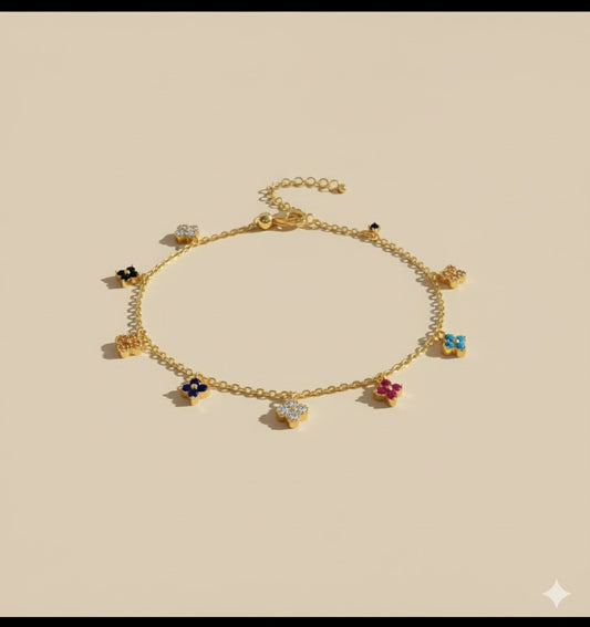 Clover gem bracelet Gold plated