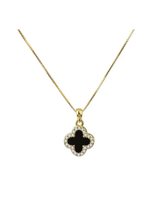 Real gold plated double clover necklace