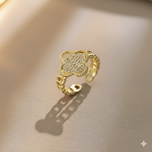 Real gold plated clover ring