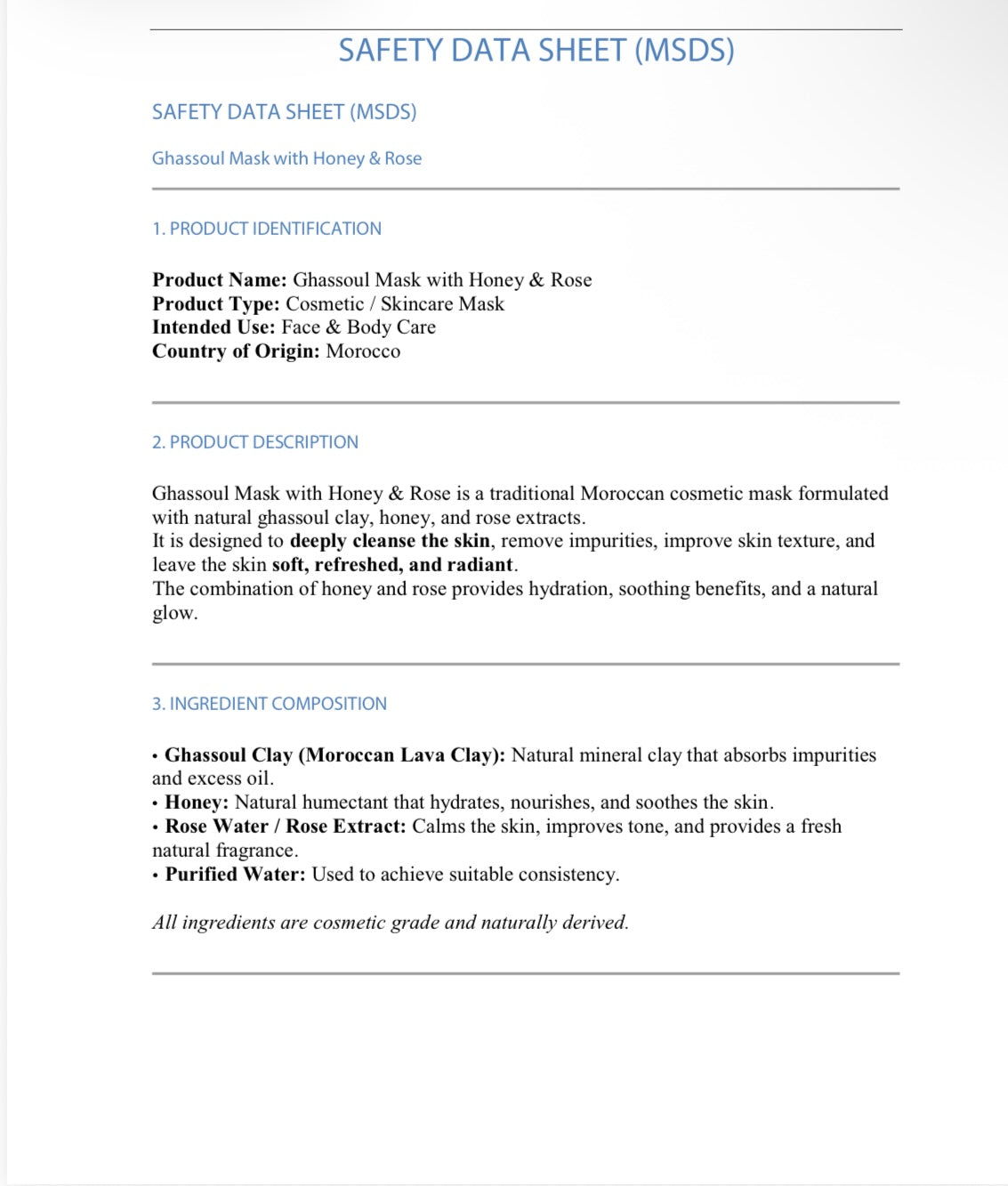 Ghasoul honey and rose face mask