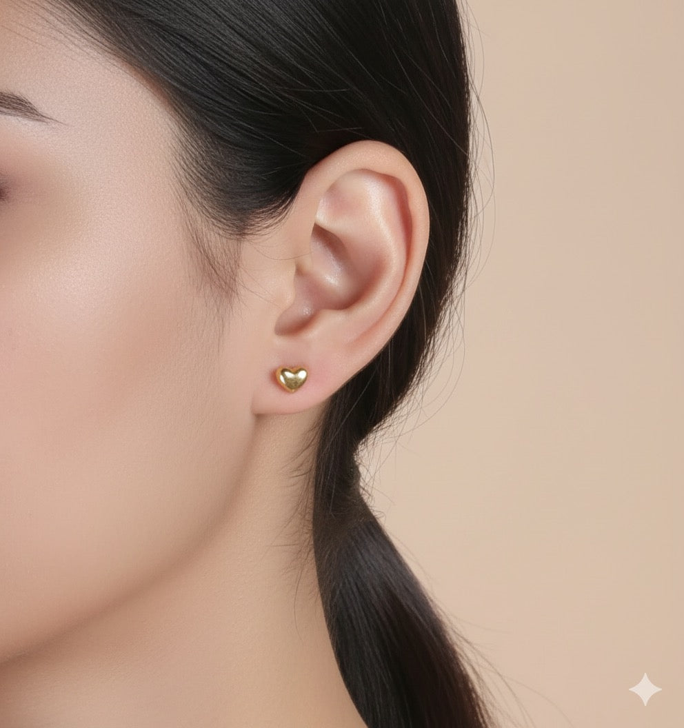 Real gold plated heart earrings