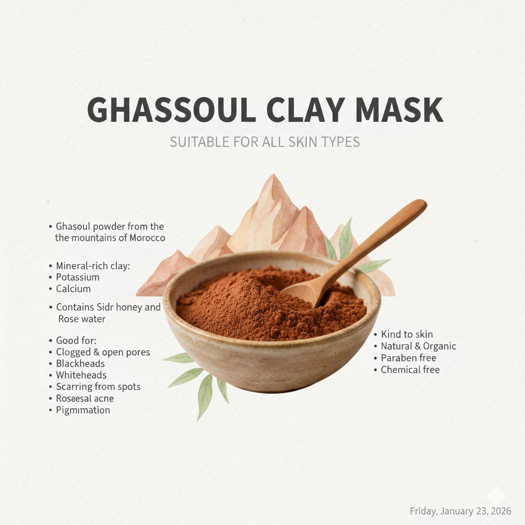 Ghasoul honey and rose face mask
